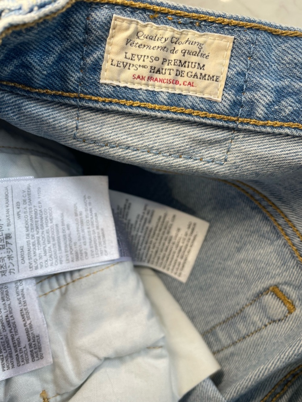 Levi's 501 button front Light Blue Distressed Denim Cutoff Shorts - Picture 8 of 11